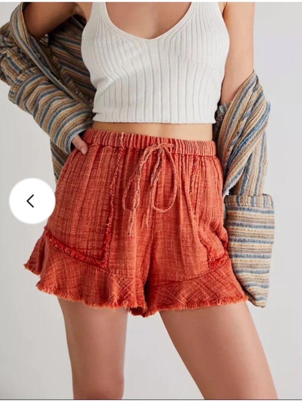 Free People "One Solona" Ruffle Cotton Gauze Shorts